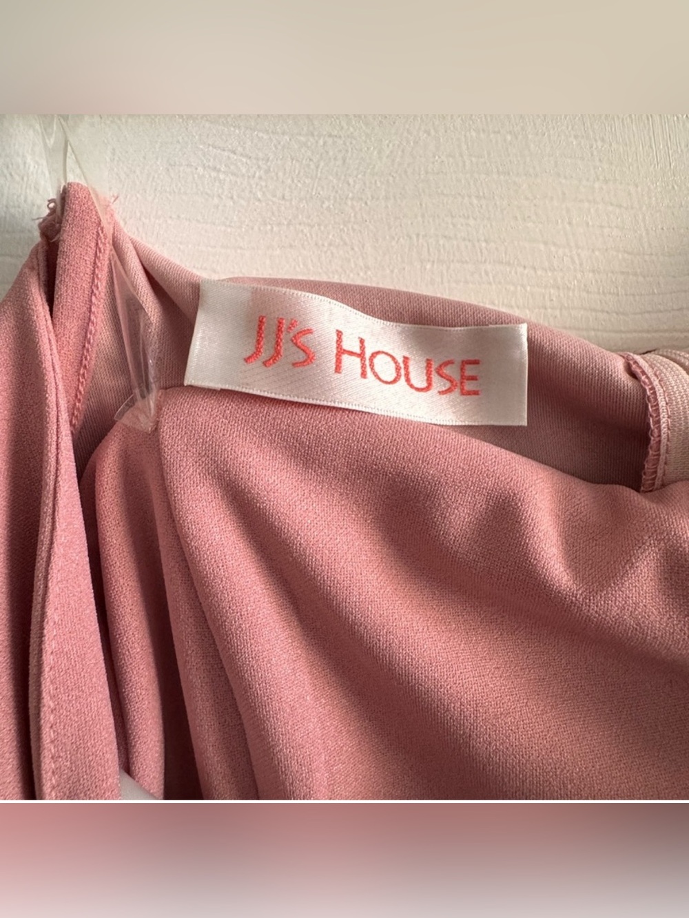 JJ's House NWT Pink Off the Shoulder Asymmetrical Wrap Midi Dress - Picture 6 of 6
